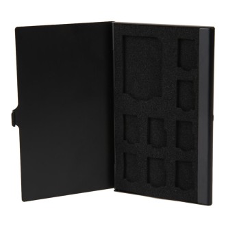 1SD+ 8TF  Aluminum Micro SD Cards Holder Pin Storage Box 9 solts for SD/ SIM/TF Memory Card(Black)