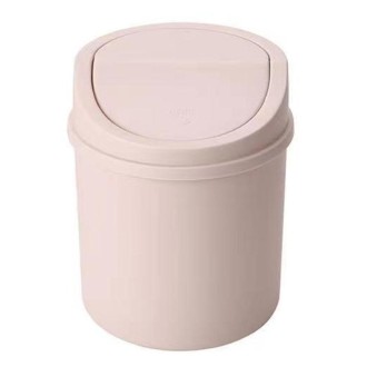 Mini Flip Lid Desktop Trash Can Student Dormitory Living Room Cute Storage Bucket(Pink)