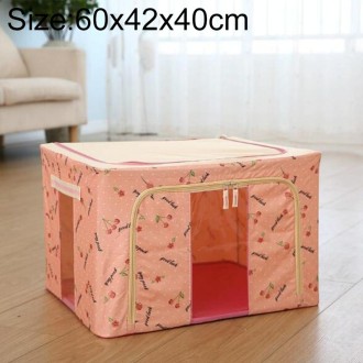 Folding Storage Box Non Woven Fabric With Zipper Moisture-proof Clothes Storage Box, Size:100L 60x42x40cm(Pink)