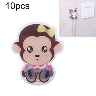 10pcs Multifunctional Household Wire Plug Cartoon Hook(Little Monkey)