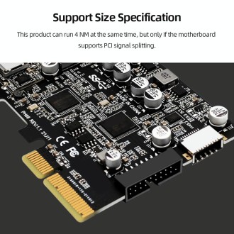 PCIE 3.0 To USB 3.2 Extension Card Type-C Port Front Type-E Expansion Riser Card(PH68)