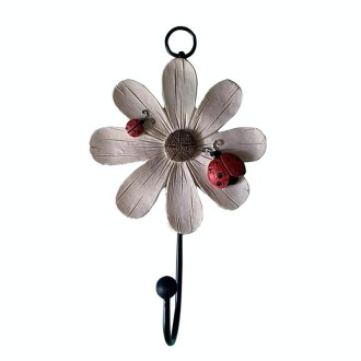 2 PCS Wall Coat Hooks Resin Flower Home Decor Hangings(White)