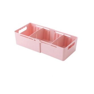 Retractable And Adjustable Three Pane Socks Storage Box(Pink)