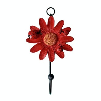 2 PCS Wall Coat Hooks Resin Flower Home Decor Hangings(Red)