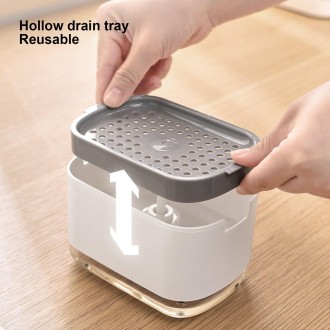 Press Type Soap Dispenser Detachable Double Layer Drainage Design Soap Dish, Spec: Black With Sponge