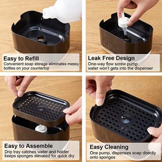 Press Type Soap Dispenser Detachable Double Layer Drainage Design Soap Dish, Spec: Black With Sponge