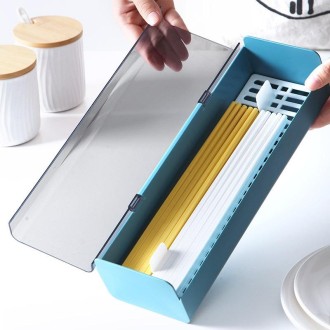 Household Kitchen Plastic Dust-Proof Drain Separator Chopstick Holder Storage Box(White)