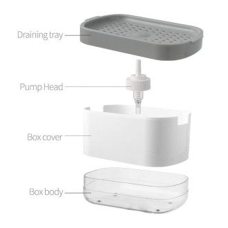 Press Type Soap Dispenser Detachable Double Layer Drainage Design Soap Dish, Spec: White With Sponge