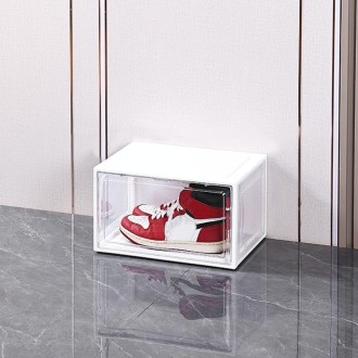 Fully Hard Magnetic Transparent Storage Anti-Oxidation Shoe Box, Size: 36x26x21cm(White)