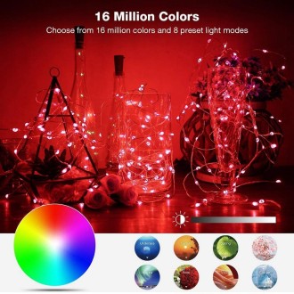 RGB USB  LED Copper Wire Light String Holiday Decoration Light String Bluetooth Mobile APP Control, Length:20m 200 LED