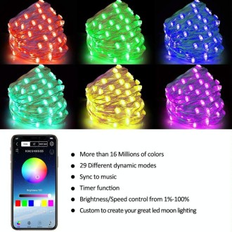 RGB USB  LED Copper Wire Light String Holiday Decoration Light String Bluetooth Mobile APP Control, Length:5m 50 LED