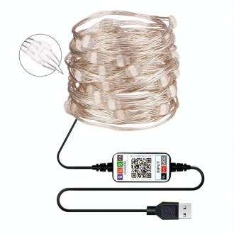 RGB USB  LED Copper Wire Light String Holiday Decoration Light String Bluetooth Mobile APP Control, Length:5m 50 LED