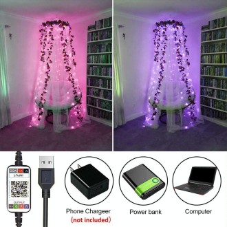 RGB USB  LED Copper Wire Light String Holiday Decoration Light String Bluetooth Mobile APP Control, Length:5m 50 LED