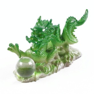 Color Changing Lucky Jade Dragon Shape Resin Kungfu Tea Accessories Tea Pet(Green)