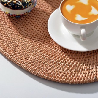 2 PCS BD09 Oval Shape Braided Kung Fu Tea Cup Pot Mat