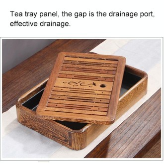 Household Wenge Water Storage Tea Tray Kung Fu Teaware, Size: 36 x 24 x 6cm