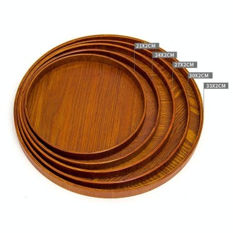 Creative Round Solid Wood Tea Tray Hotel Wooden Tay Storage Tray, Diameter: 21 cm