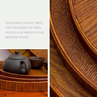 Creative Round Solid Wood Tea Tray Hotel Wooden Tay Storage Tray, Diameter: 21 cm