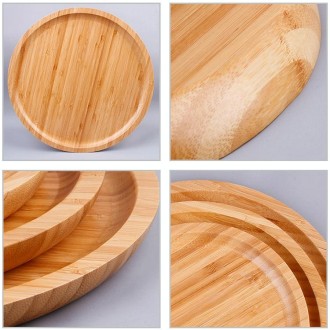 Household Creative Simple Round Bamboo Tea Tray Mini Tea Table, Diameter: 25cm