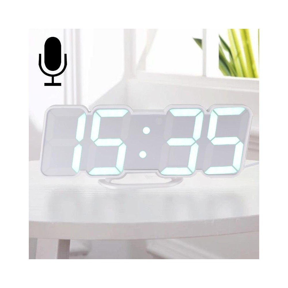 Modern 3D LED Sound Control Colorful Digital Alarm Clock Adjust Brightness Electronic Wall Glowing Hanging Clock with Remote Con