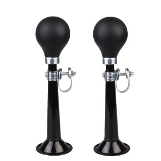 2pcs 7 inch Metal Plating Bicycle Air Horn Bicycle Accessories, Color: Black