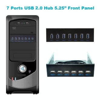 7 Port USB2.0 Optical Drive Bit Front Panel, Style: Flat Mouth