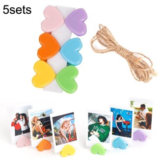 5sets Cute Color Love Clip Desktop Bracket Picture Hanging Wall Decoration Memo Clip(As Show)