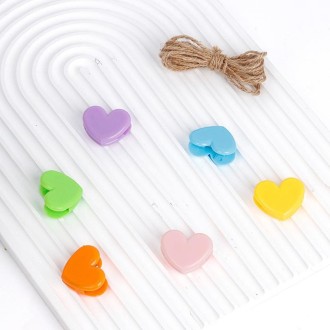 5sets Cute Color Love Clip Desktop Bracket Picture Hanging Wall Decoration Memo Clip(As Show)