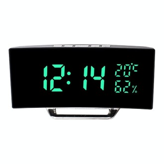 7816 Curved Screen LED Temperature / Humidity Display Multifunctional Clock(Green)