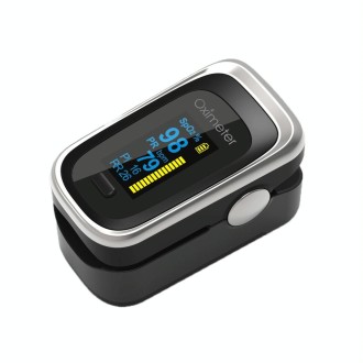 Finger Pulse Oximeter Finger Pulse Blood Oxygen Saturation Monitor, Colour: 130R Silver Black(English Manual)