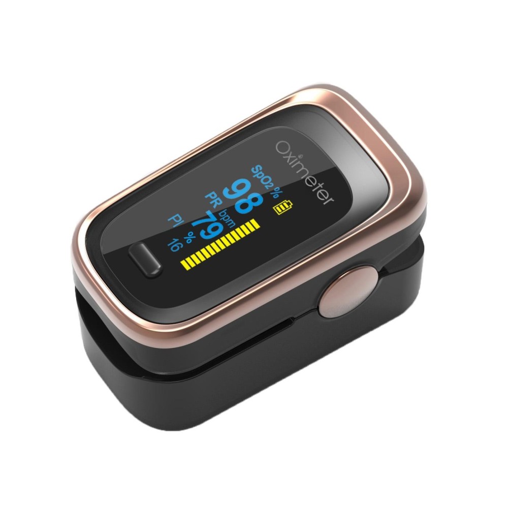 Finger Pulse Oximeter Finger Pulse Blood Oxygen Saturation Monitor, Colour: 131R Black Gold(English Manual)