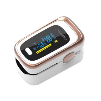 Finger Pulse Oximeter Finger Pulse Blood Oxygen Saturation Monitor, Colour: 131R White Gold(English Manual)