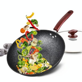 Induction Cooker General Health Maifan Stone Wok Non-stick Pan, Mouth Diameter: 32cm