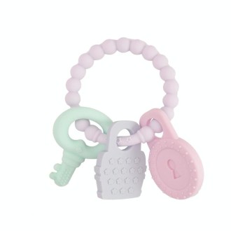 Infant Baby Teether Comfort Anti-eating Hand Bracelet Key Shape Molar Silicone Toy(Grey)