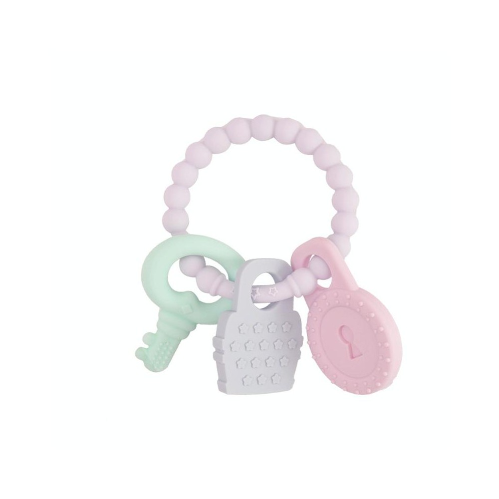 Infant Baby Teether Comfort Anti-eating Hand Bracelet Key Shape Molar Silicone Toy(Grey)