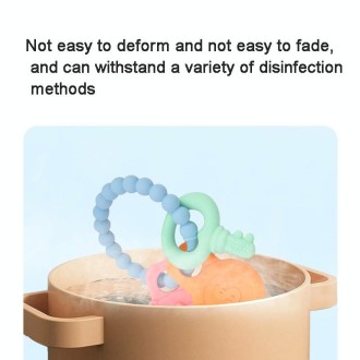 Infant Baby Teether Comfort Anti-eating Hand Bracelet Key Shape Molar Silicone Toy(Grey)