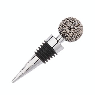 Crystal Ball Red Wine Stopper Diamond Zinc Alloy Metal Sealed Wine Cork(Bright Black)