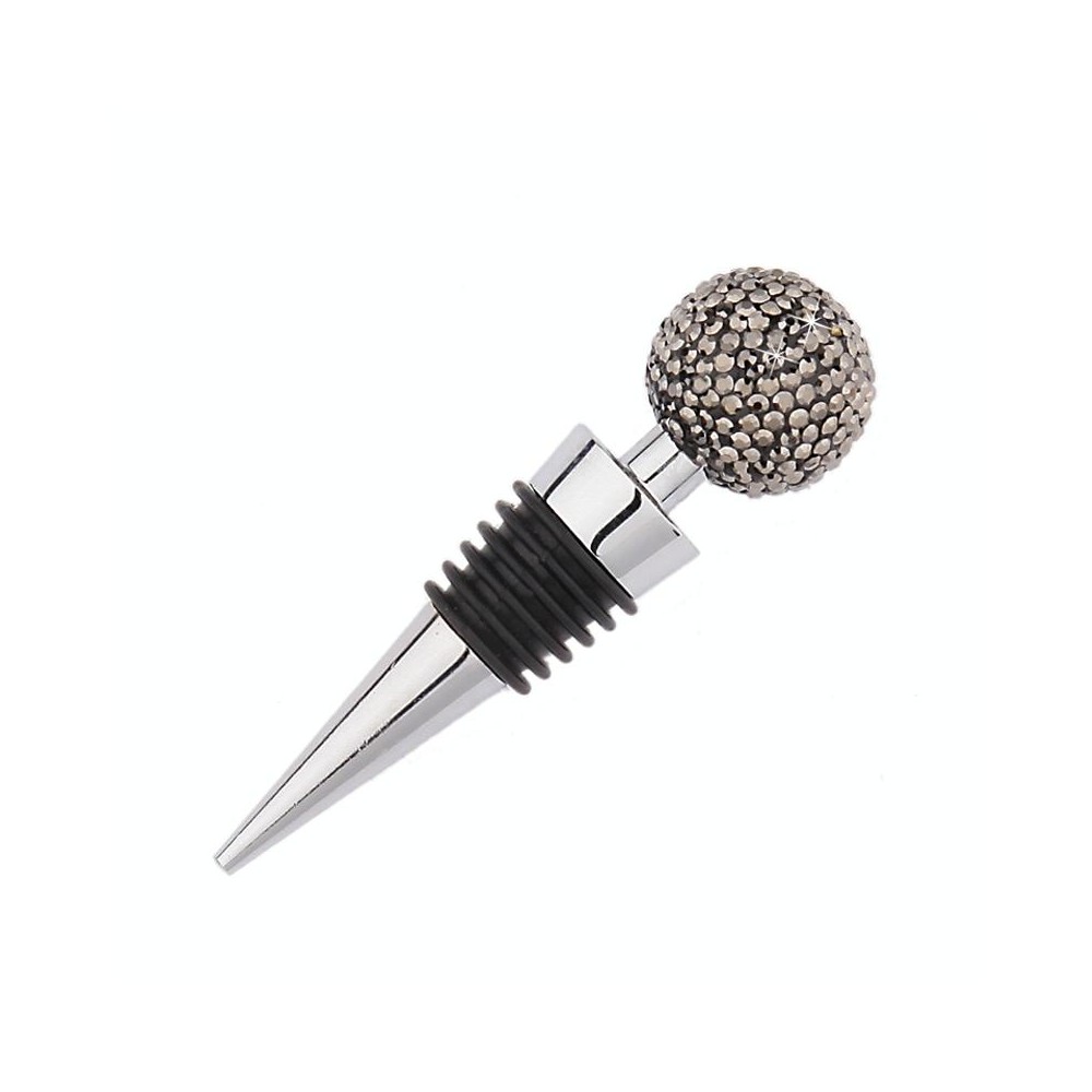 Crystal Ball Red Wine Stopper Diamond Zinc Alloy Metal Sealed Wine Cork(Bright Black)