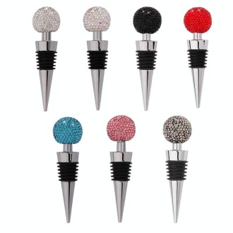 Crystal Ball Red Wine Stopper Diamond Zinc Alloy Metal Sealed Wine Cork(Bright Black)