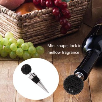 Crystal Ball Red Wine Stopper Diamond Zinc Alloy Metal Sealed Wine Cork(Bright Black)