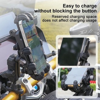 MOTOSLG Crab Motorcycle Phone Clamp Bracket M10 Ballhead Mount(Black)