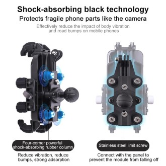 MOTOSLG Crab Motorcycle Phone Clamp Bracket M10 Ballhead Mount with Anti-theft Lock(Black)