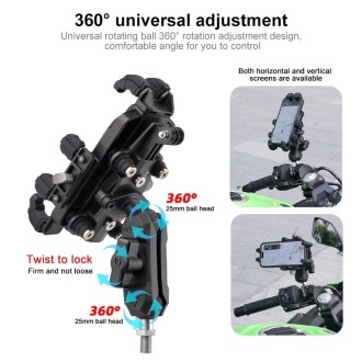 MOTOSLG Crab Motorcycle Phone Clamp Bracket M10 Ballhead Mount with Anti-theft Lock(Black)