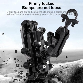 MOTOSLG Crab Motorcycle Phone Clamp Bracket M10 Ballhead Mount with Anti-theft Lock(Black)