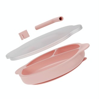 Silicone One-piece Divided Children Dinner Plate(Pink)