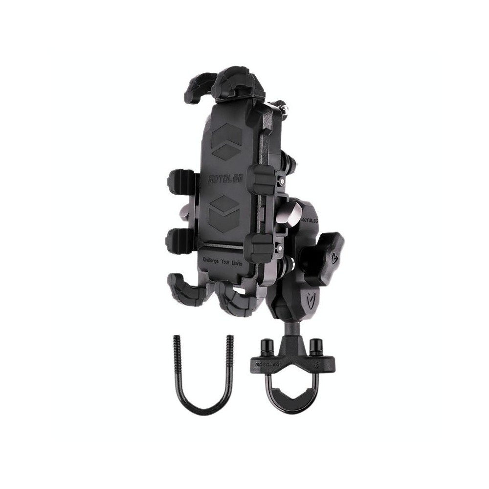 MOTOSLG Crab Motorcycle Phone Clamp Bracket U-Type Headbar Mount(Black)