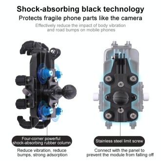 MOTOSLG Crab Motorcycle Phone Clamp Bracket U-Type Headbar Mount(Black)