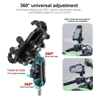 MOTOSLG Crab Motorcycle Phone Clamp Bracket U-Type Headbar Mount(Black)