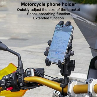 MOTOSLG Crab Motorcycle Phone Clamp Bracket U-Type Headbar Mount(Black)