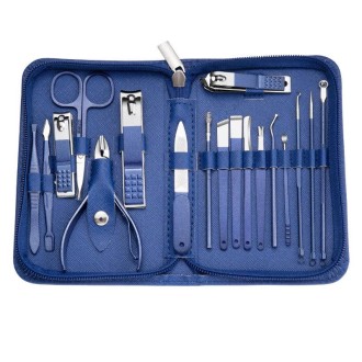 Stainless Steel Nail Clipper Nail Art Tool Set, Color: 18 PCS/Set (Blue)